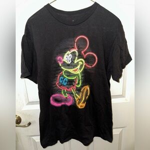 Disney Black Neon Mickey Mouse T-Shirt